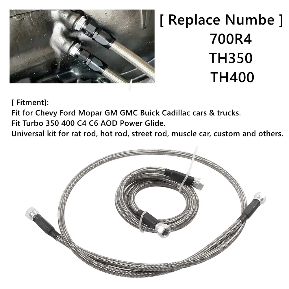 Transmission Cooler Hose 6AN Adapter Kit Braided Oil Fuel Line For Chevy Ford Buick Cadillac Cars Replace TH350/ 700R4/ TH400