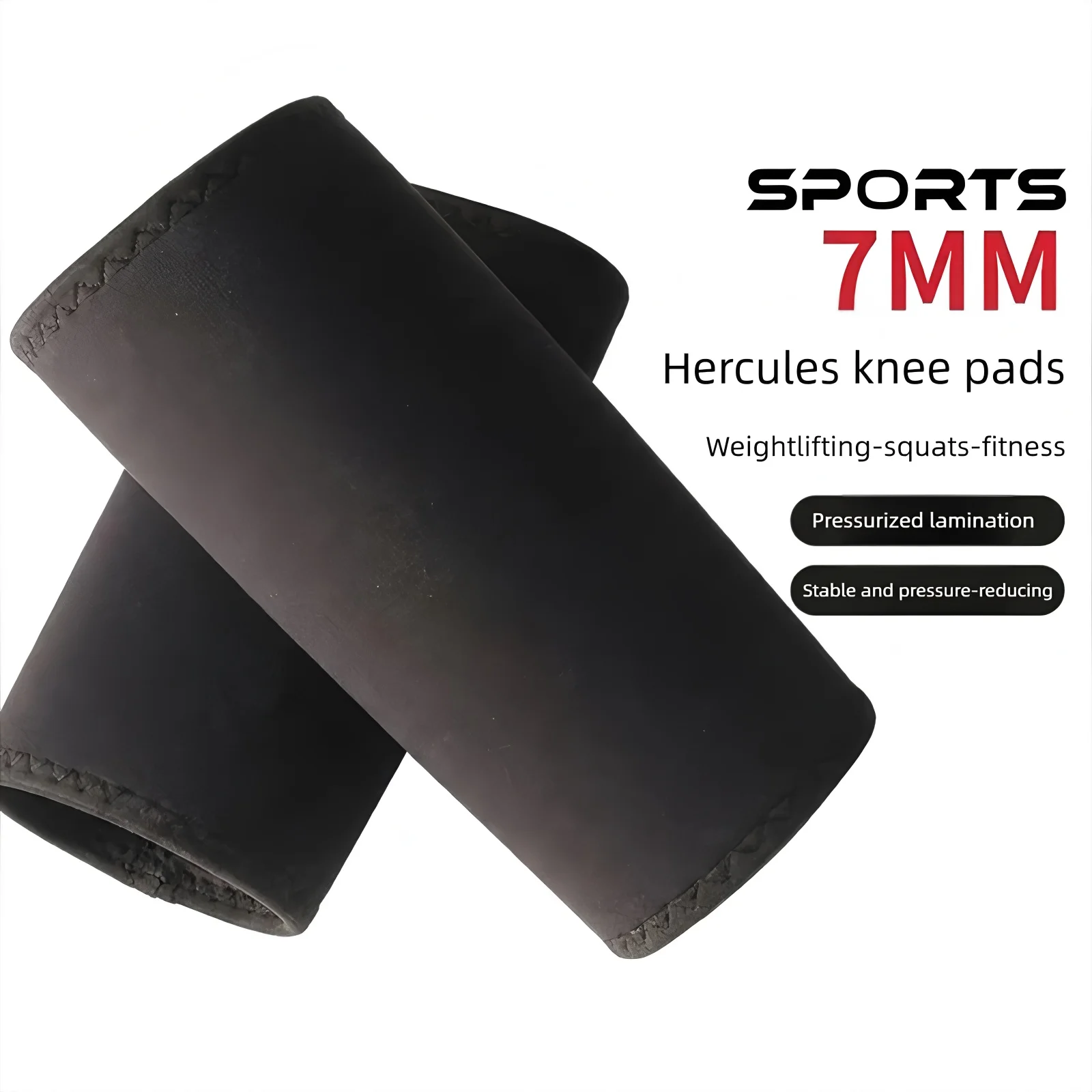 7mm Black Thickend Stiff Knee Sleeves for Weightlifting,Professional Neoprene Power Lifting Knee Pads,Size 2XS-5XL,Knee Protect