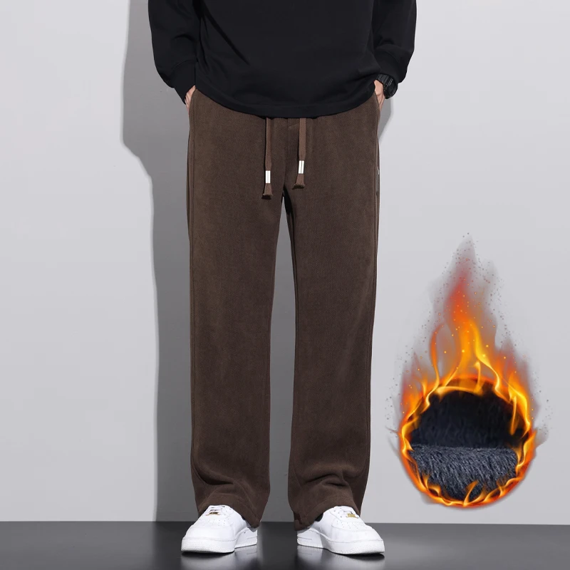 الشتاء لينة الصوف الدافئة سروال قصير الرجال مرونة الخصر سميكة كوريا فضفاض مستقيم العمل يتدفقون ركض البضائع السراويل الذكور #2
