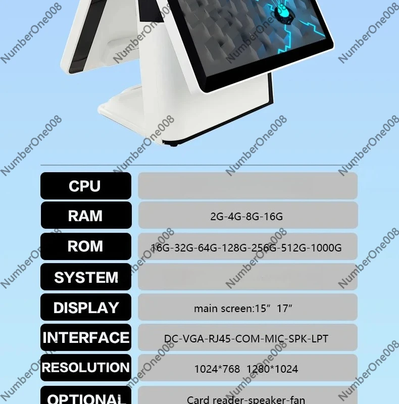 15 Inch Full Touch Screen POS Machine, All In One Point of Sale System Cash Register for Retail Salon Shop, Business Terminal