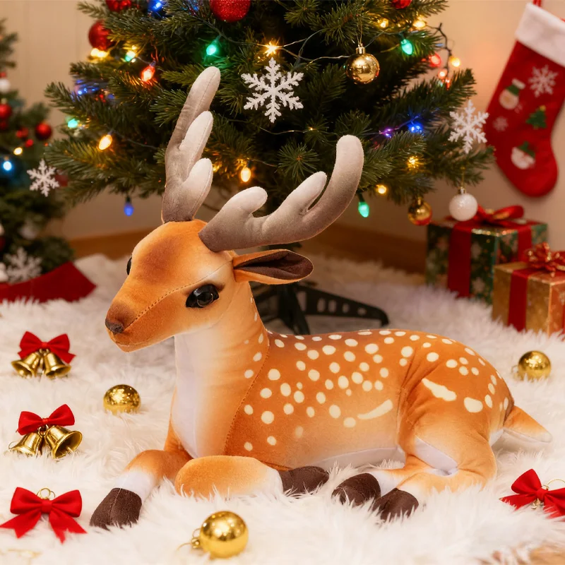 かわいいヘラジカシカ鹿ぬいぐるみリアルなクリスマスパーティーの雰囲気の装飾抱きしめやすい人形クリスマスフェスティバルギフト友人への