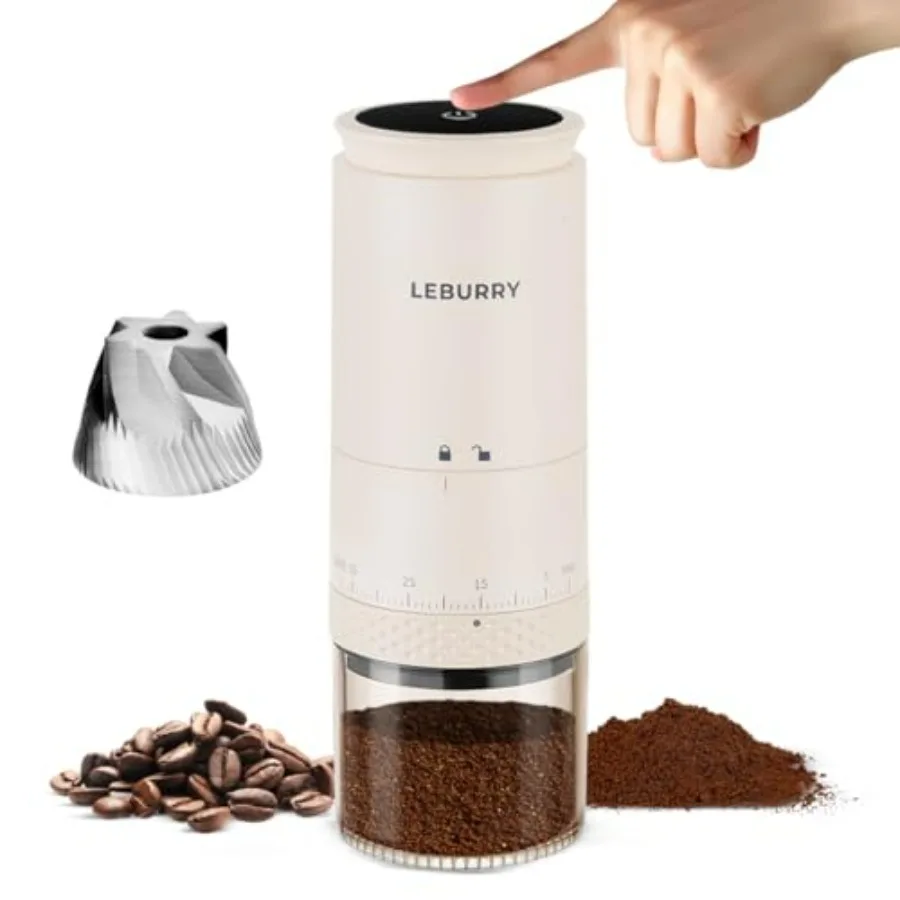 

Портативная кофемолка для эспрессо с коническим механизмом из нержавеющей стали для путешествий и кемпинга - беспроводная перезаряжаемая электрическая кофемолка