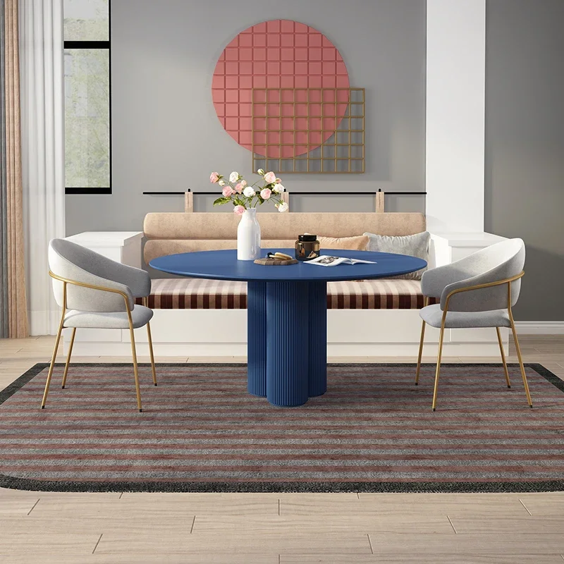 Round dining table, modern simple small apartment Nordic conference table, solid wood business negotiation living room paint