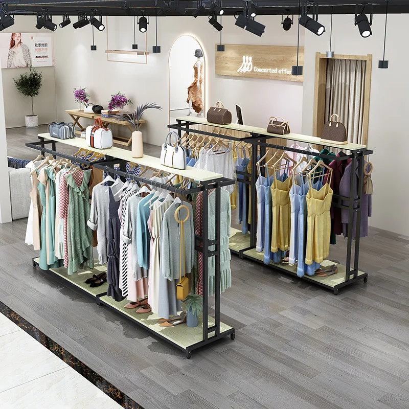

Clothing store display rack Floor-to-ceiling hanger Women's clothing store is hanging clothes rack Sample display clothes rack