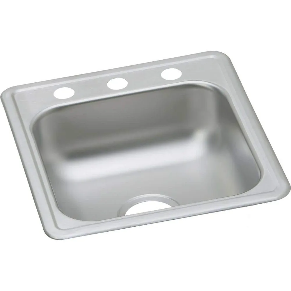 

elkay d11719 dayton 17" drop in single basin stainless steel kitchen sink - 3 faucet holes