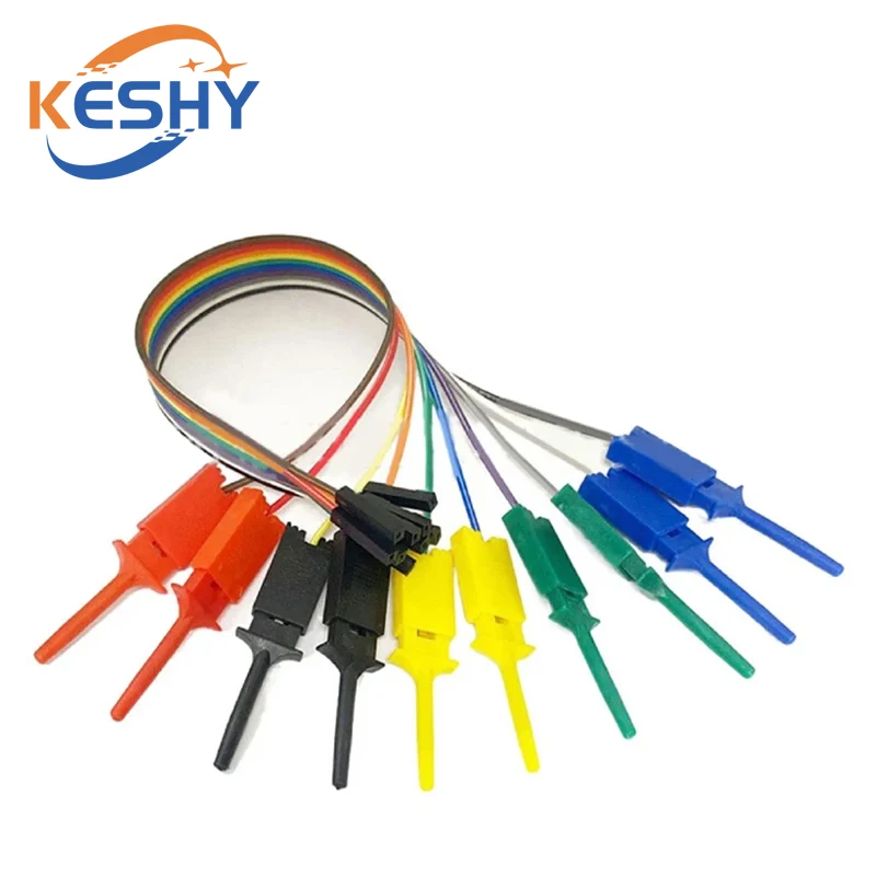 

10pcs 20CM Plastic Metal Logic Analyzer Cable Gripper Probe Test Lead 10-pin Hook Clamp Set For Chips Pins Connecting Testing