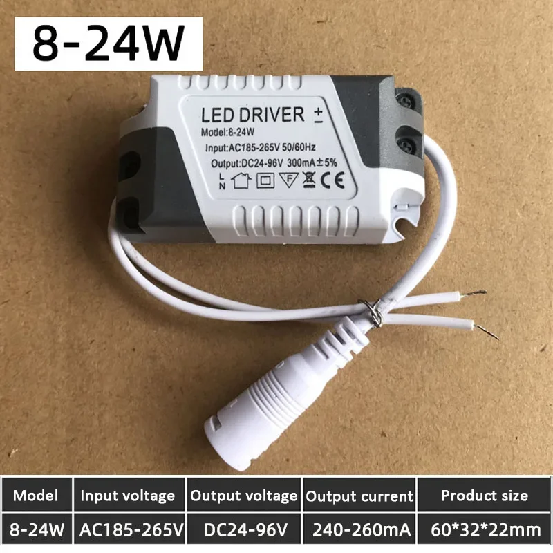 Adaptador de fuente de alimentación de transformador de iluminación para tira de lámparas LED, controlador de lámpara de Panel AC 185-265V, 8-18W/