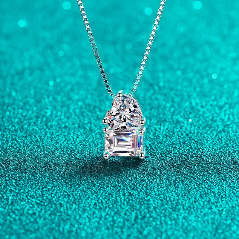 

Delicate Sparkling Heart Moissanite Pendant Necklace 925 Silver 2ct Emerald/Radiant Cut Lab Diamond Fine Jewelry for Women