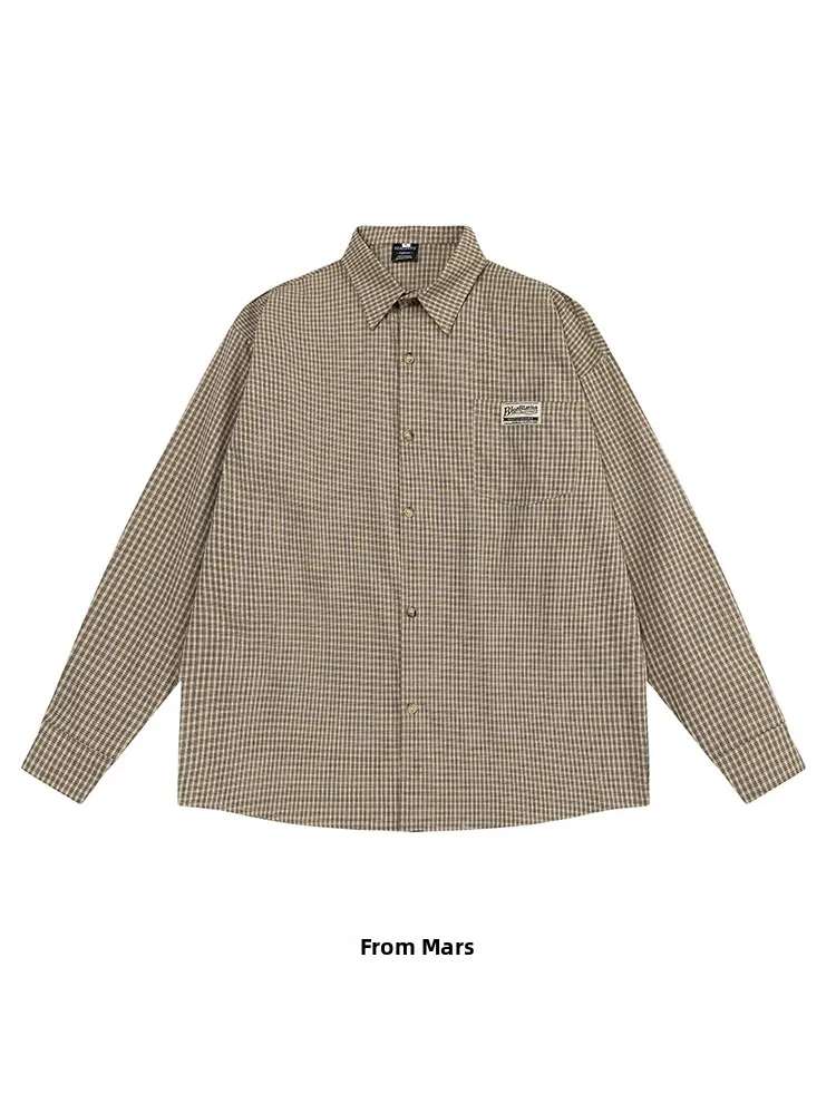 

Loose Fit Long Sve irt from Retro Japanese Sle Cheered Color Blo Versatile Casual irt for Men And Women