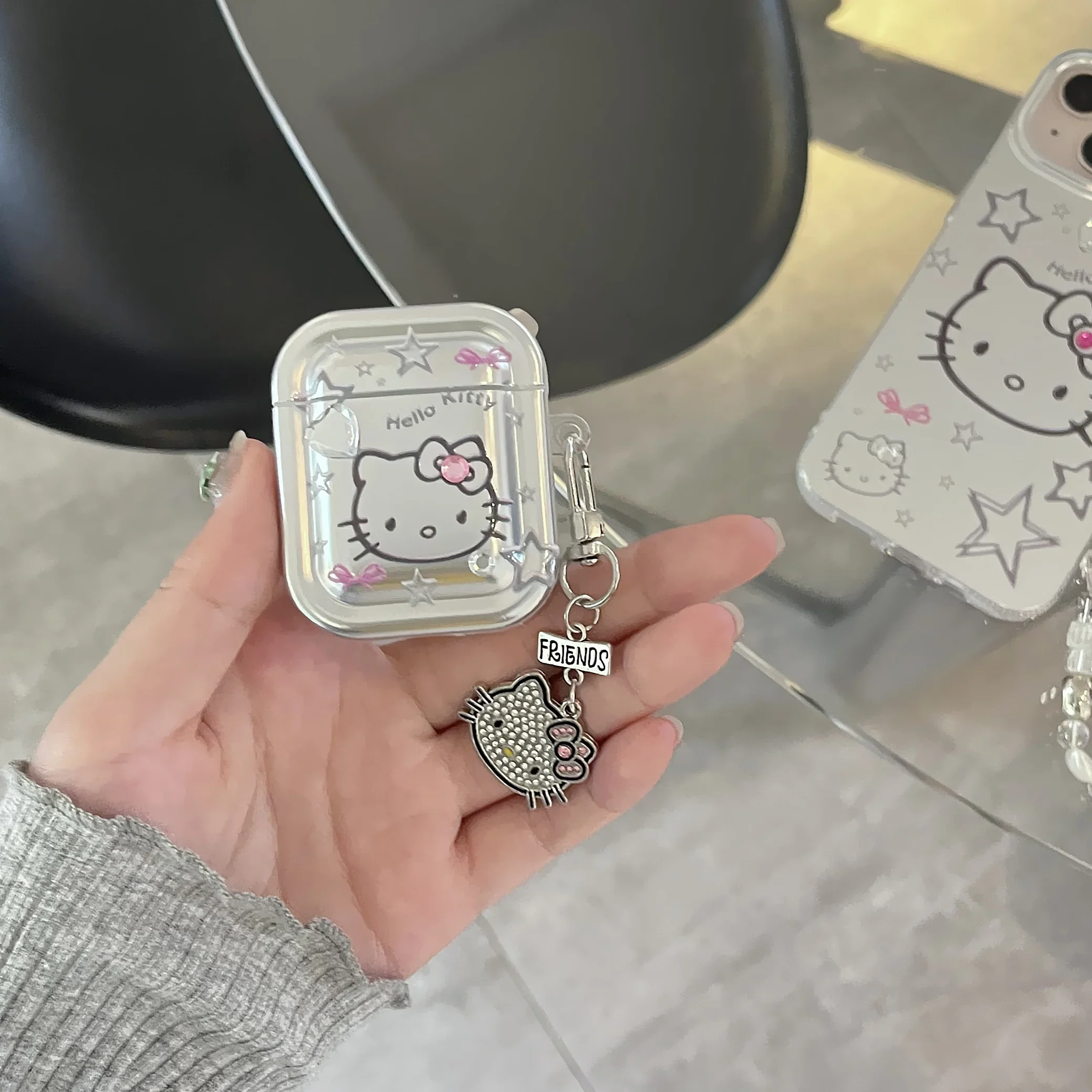 Cute Hellos Kitties with Lanyard for AirPods1 2 3 Case AirPods Pro 2 Case IPhone Earphone Accessories Air Pod Luxury Metal Cover