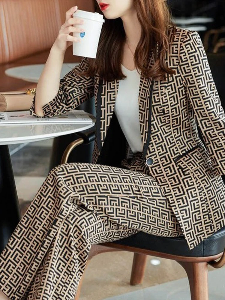 New High Quality Elegant Women Formal Suits For 2023 Fashion Slim Casual Blazer+Pants Office Ladies Work Wear conjuntos de calça