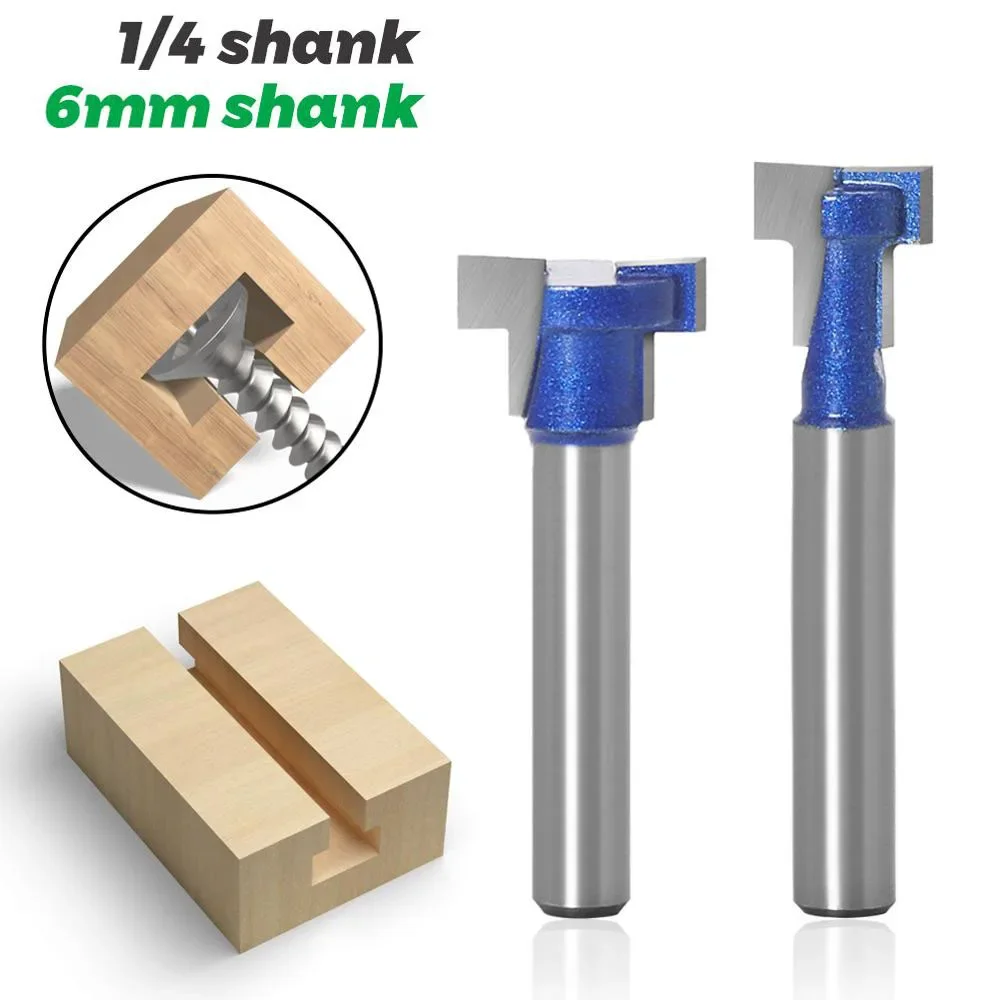 1PC 1/4 "6,35 MM 6MM Schaft Fräser Holz Carving T-Slot Cutter Router Bit Schlüssel loch Bits Hex Bolzen T Schlitzen Fräser