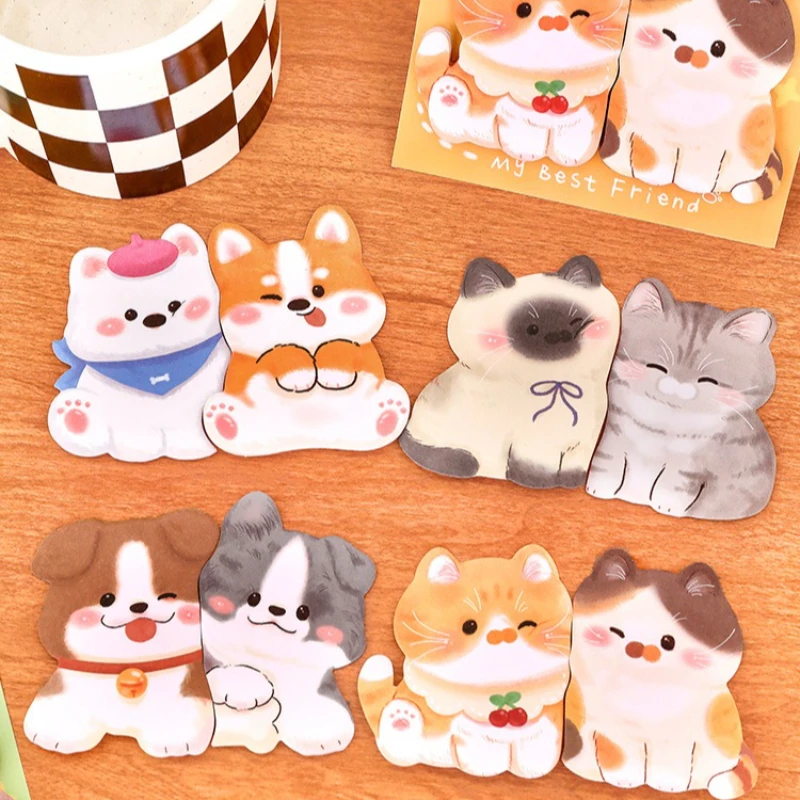 

Креативные стикеры Kawai с милыми животными для студентов, многоразовые клейкие заметки, блокнот для сообщений