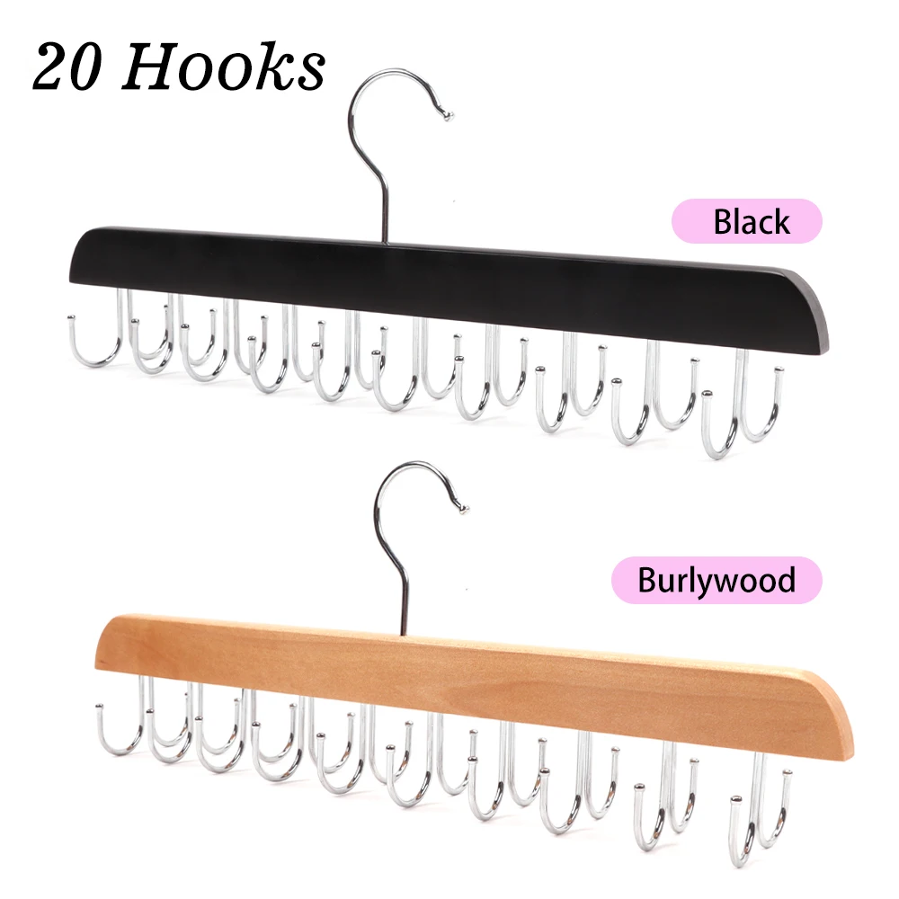Haarverlängerungsbügel, schwarze Burlywood-Hosen, Rock, Kleiderbügel, 20 Haken, doppelseitige Haarverlängerungshalterung, Clip-Ins, Haar-Organizer