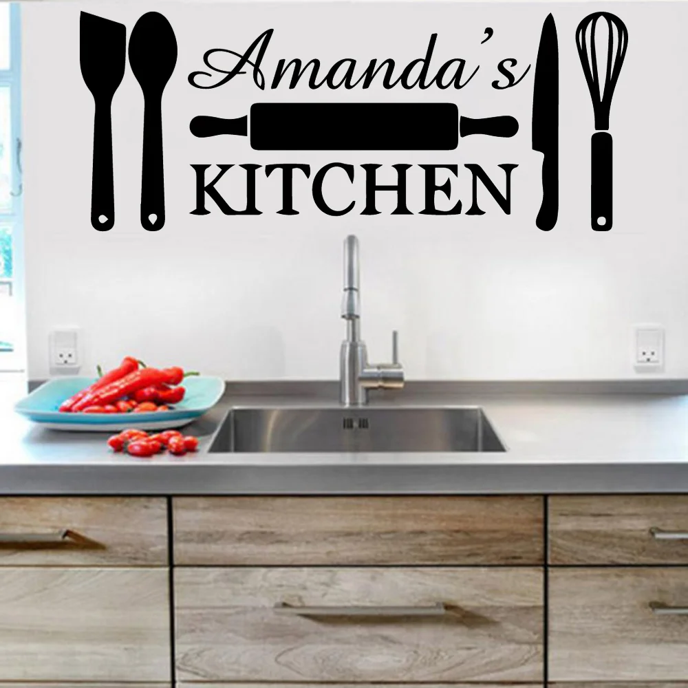 Creative Custom Name Kitchen Vinyl Art Wall Stickers For Kitchen Home Decoration Wall Art Decal Sticker Mural Wallpaper Decor