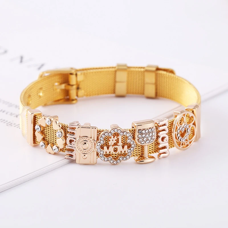الكريستال أمي كاميرا الجوف الحب الخرز أساور Charm بها بنفسك شبكة من الاستانلس استيل حزام سوار الإسورة للنساء الرجال المجوهرات هدية