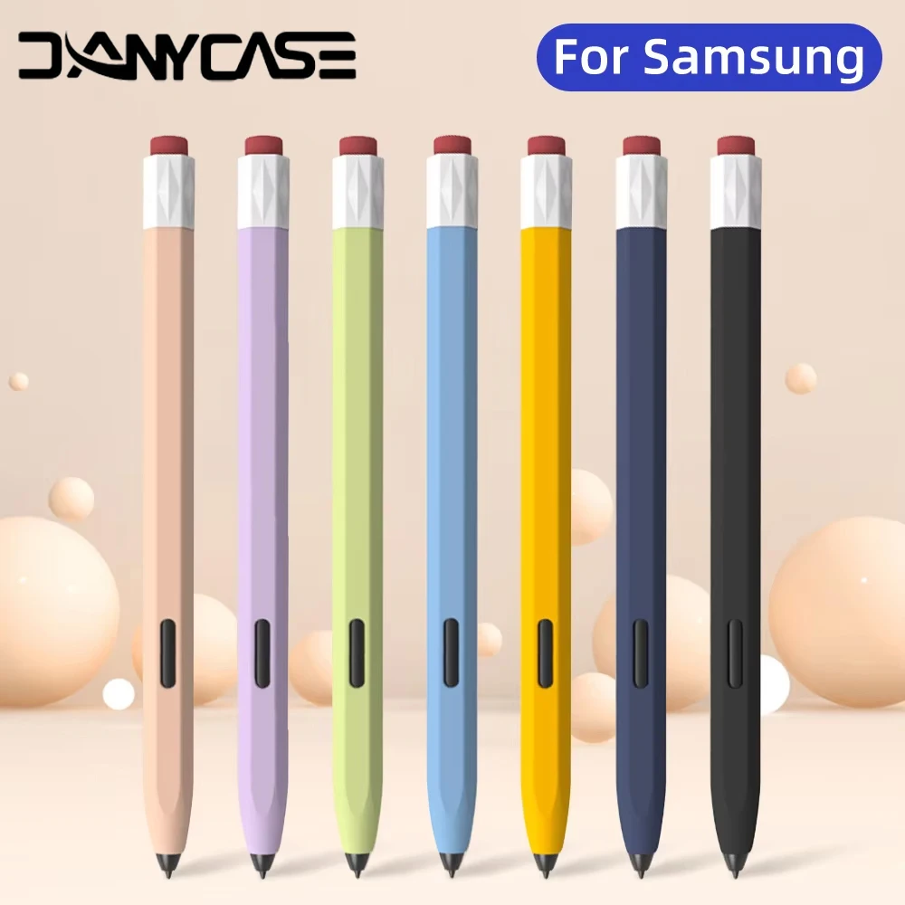 Vintage Pencil Case For Samsung Galaxy Tab S6 Lite S7 & S8 & S7 Plus & S7 FE & S8 Plus Liquid Silicone Stylus Pen Cover