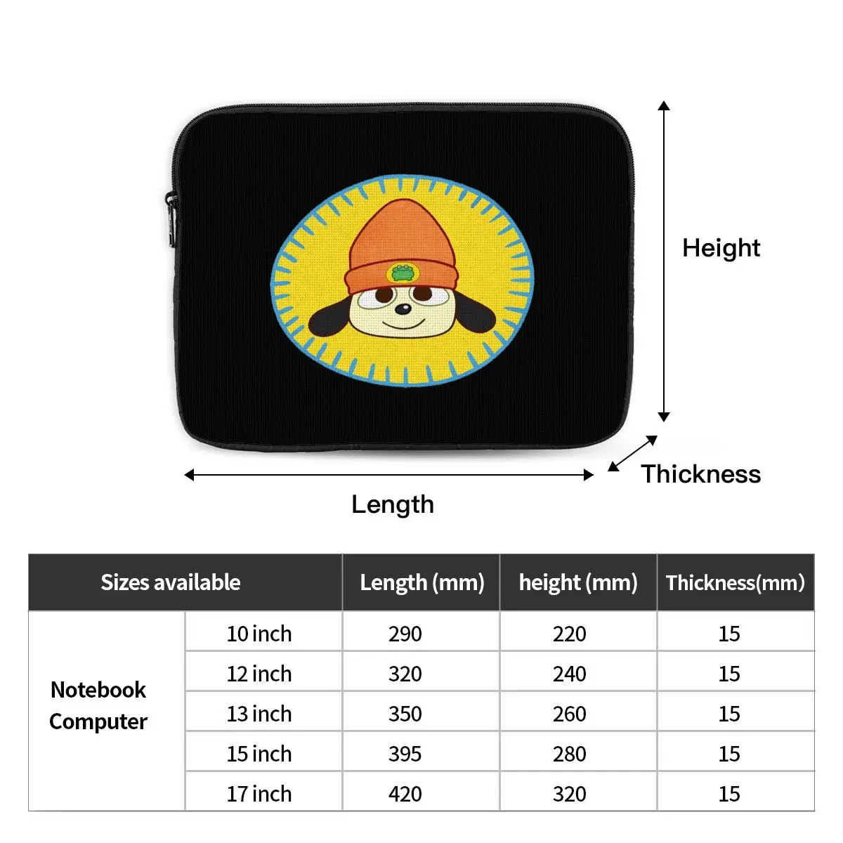 PaRappa The Rapper Patch Notebook Laptop Bag Case Pouch 10 12 13 15 17 Inch Notebook Sleeve Cover Bag Tablet Shockproof Case Bag