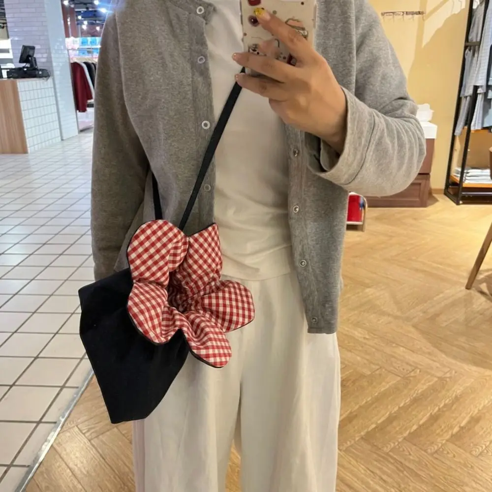 

Повседневная сумка с карманом и цветочным принтом на шнурке, сумка для хранения, маленькая клетчатая сумка через плечо, атласная джинсовая сумка на плечо в корейском стиле, уличная сумка