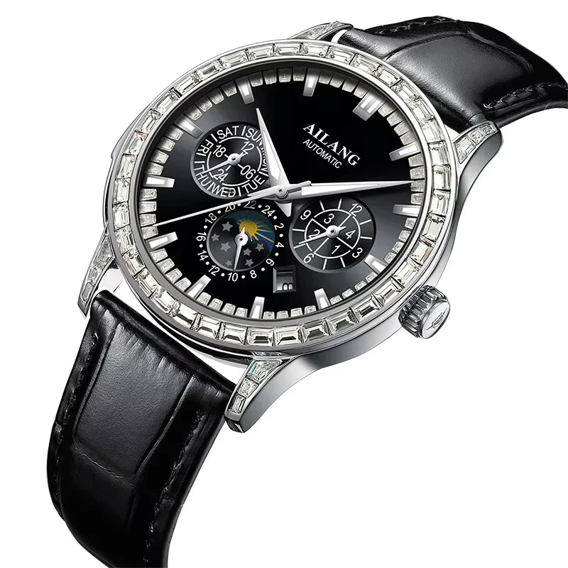 Authentic Multi Ai Tech Watch Ailang New Model 8176B 2026 Automatic WristWatch China Gold Calendar Tourbillon Waterproof OEM