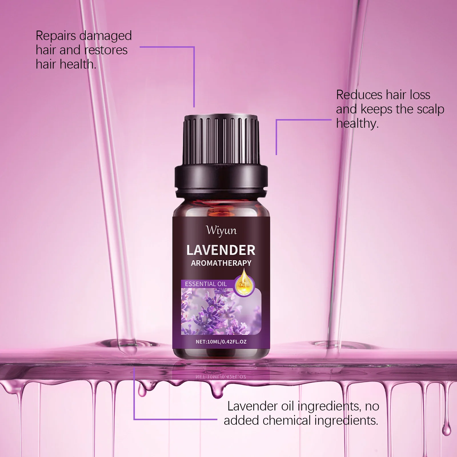 Lavendel Essentiële Olie Anti-kroezen Reparatie Beschadigd Haar Verbeteren Uitstraling Hydraterende Voedende Gezichtshuid Wimpergroei Serum