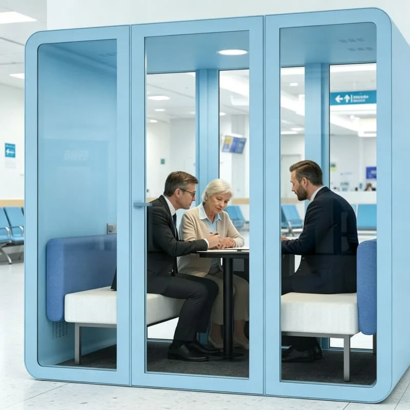 Interview Pod Soundproof Private Booth for Candidate Recruiting HR Screening Customized 2 Way Mirror Observation Room Assessment