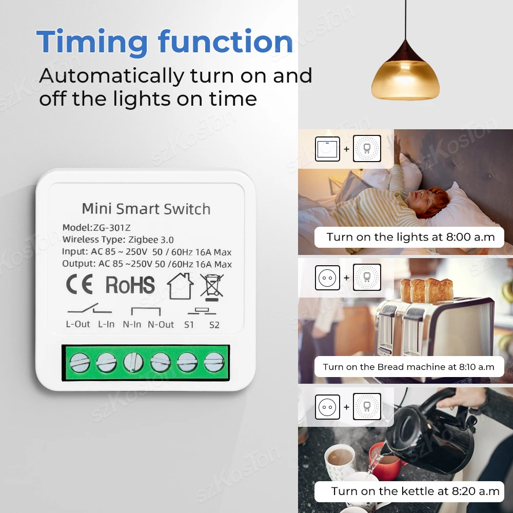 Tuya Zigbee Wifi Smart Switch Smart Life Met Power Monitor 30a 90-250V Ac High Power Relaismodule Voor Alexa Google Home