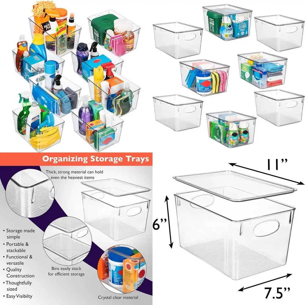 

8-Piece Plastic Storage Set with Lids - Ideal for Pantry, Fridge, and Cabinet Organization