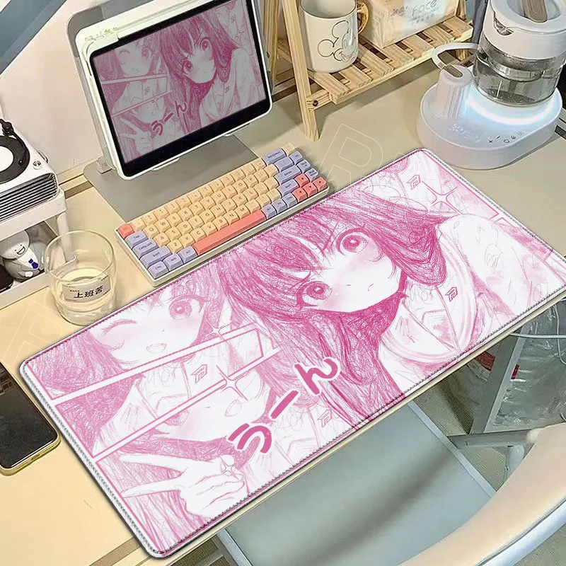 

Pink White Line Drawing Beauty Girl Mouse Pad Rubber Anti-slip Gaming Office Table Desk Mat Computer 900x400mm Keyboard Mousepad