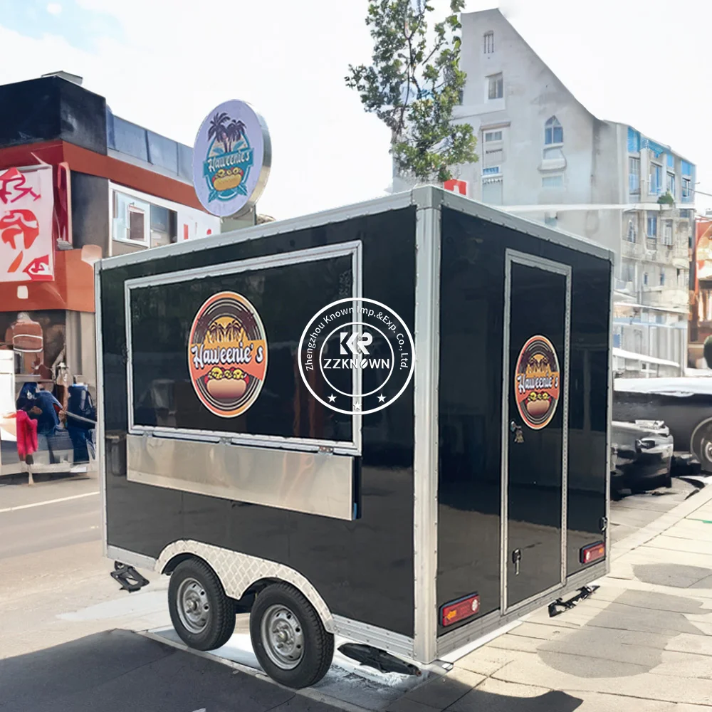 Remorque de nourriture de cuisine Mobile américaine 9,2 pieds, four à Pizza, chariots de nourriture et remorques de nourriture, Bar à café glacé entièrement équipé