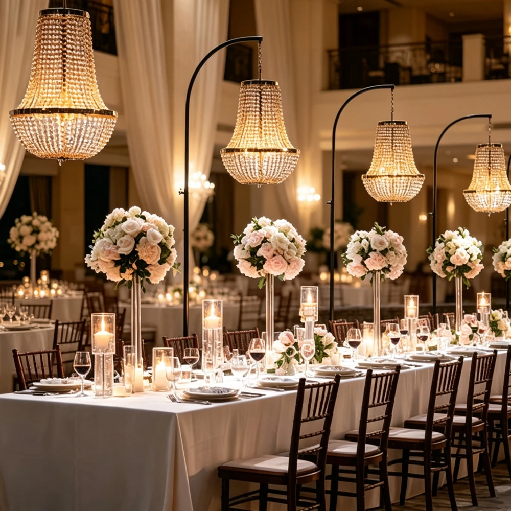 10pcs)Wedding acrylic Chandelier wireless LED Ceiling Light Metal Chandelier Wedding Event Wedding Decoration Ceiling Light