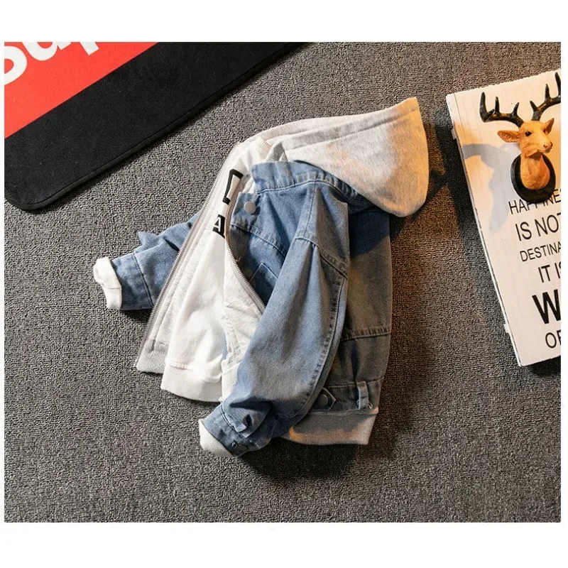 Spring Clothes Kids Jacket Girls  Boys Denim Jacket Children Clothes Outerwear Boys Jeans Hooded Coats Baby Clothes Chic