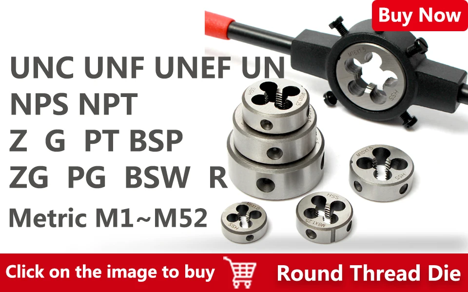 Gewindeschneidplatten, metrische runde Matrizen, Schneidwerkzeug, rechte Hand, legierter Stahl, M33 M34 M35 M36 M37 M38 M39 M42 M45 M48 M52 Außengewinde – Detail 3