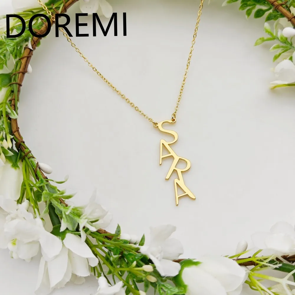 

DOREMI Custom Necklace Personalized Initial Letter Vertical Design Letter Necklace for Women Best Gift for Lover Necklace