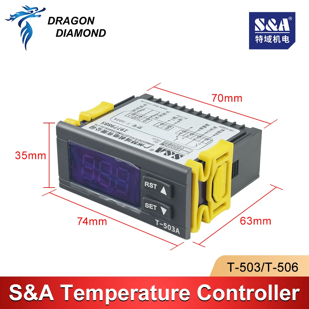 S & pengontrol suhu menampilkan T-503A T-506A T-506B untuk pendingin air dingin industri CW3000 CW5000 CW5200