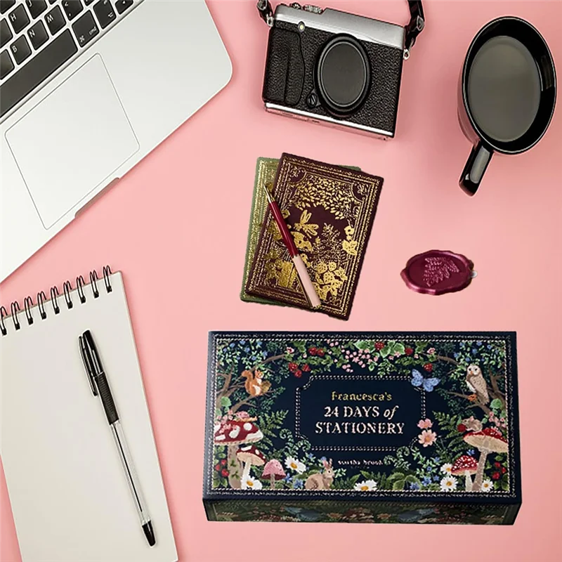 Calendario de Adviento de papelería superior 2024, calendario definitivo de cuenta regresiva navideña, calendario de Adviento de libro 2024, papelería navideña