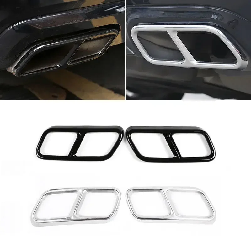 For Mercedes Benz S Class W221 W222 C217 W251 X166 10-17 Stainless Steel Car Tail Muffler Exhaust Output Cover Protective Trim