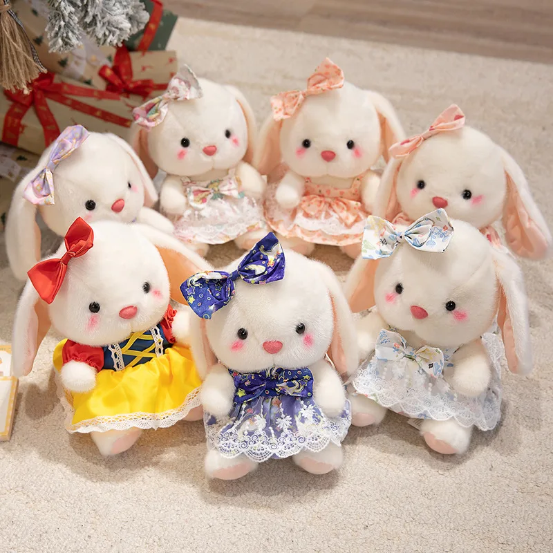 

25cm Cartoon Rabbit With Floral Dress Plush Toys Girls Lovely Diy Cartoon Rabbit Stuffed Dolls Sleeping Companion Toys