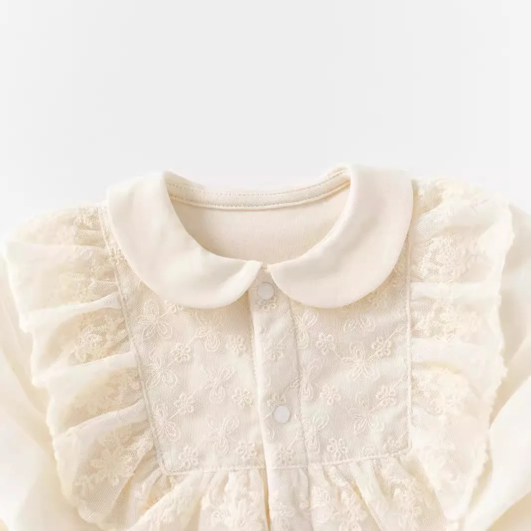 Cotton Newborn Baby Clothes for Spring and Autumn Girls Baby Lace Rompers 2026 New Sweet Princess Jumpsuit