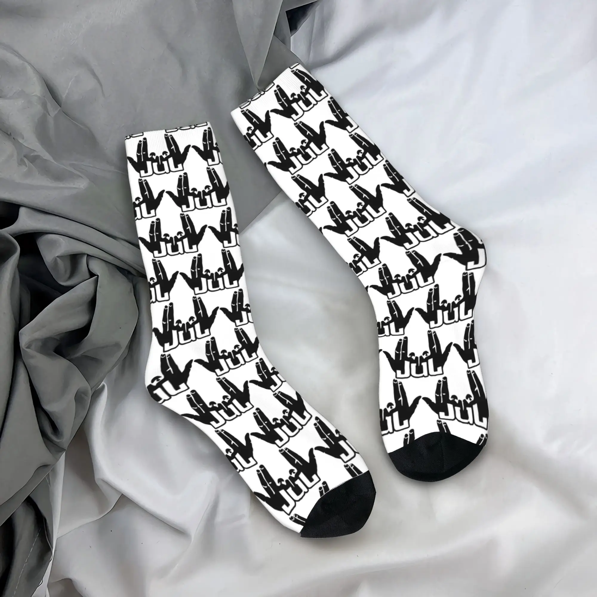 

Мужские носки Jul Music Singer Рэперские чулки Нескользящие носки высокого качества Осенние корейские спортивные носки для бега с принтом