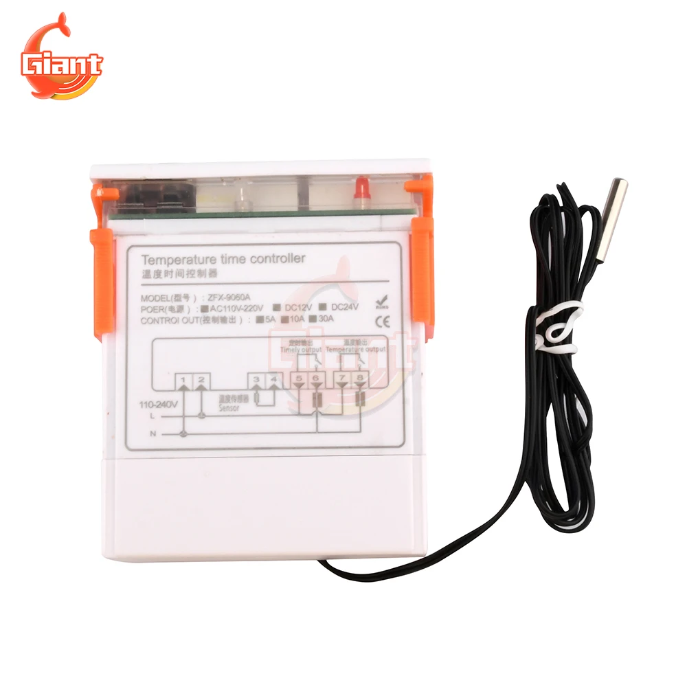 AC110-220V DC12V/24V Digital Temperature Controller Dual Display Heating Cooling Regulator Thermostat Temperature Control Sensor