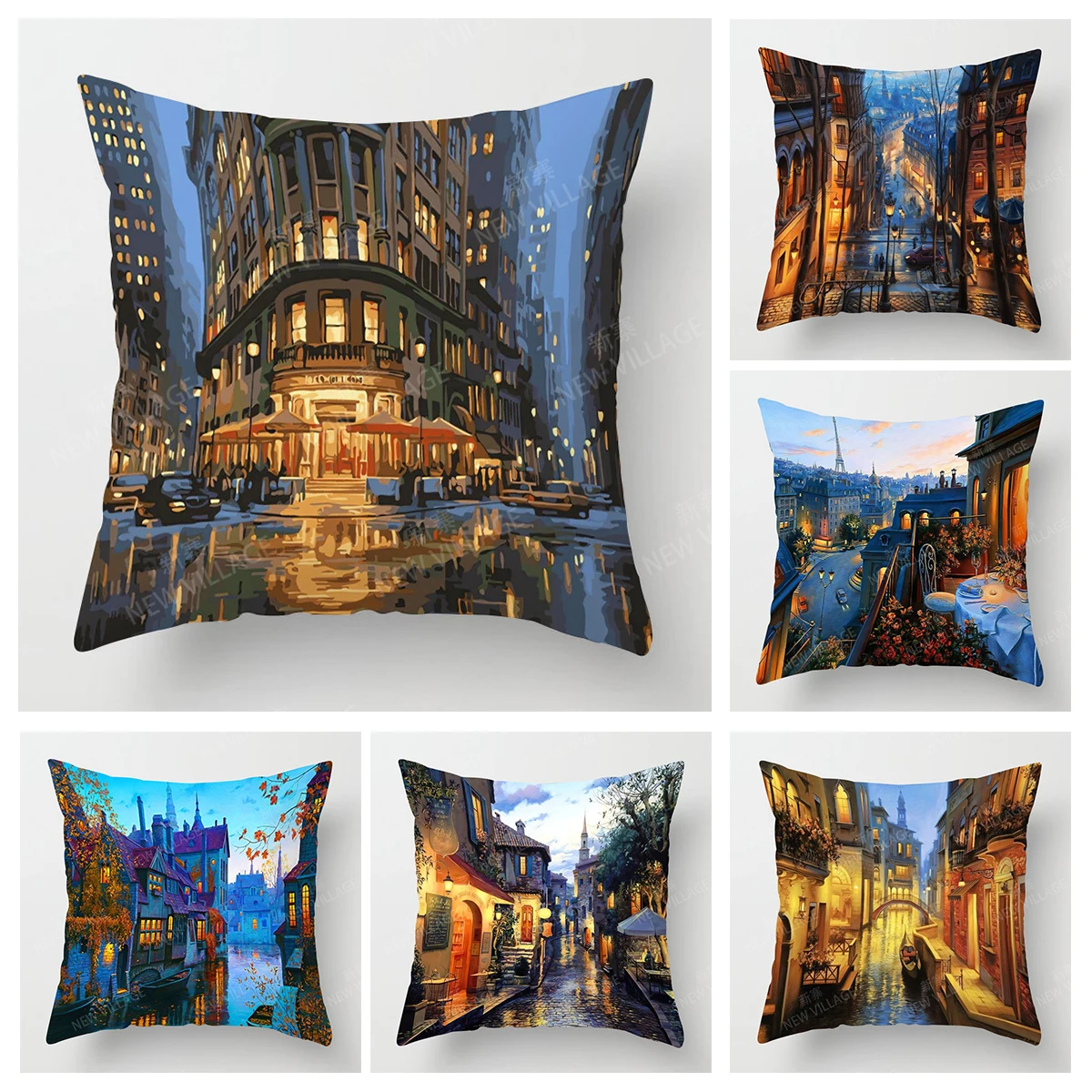 Home living room decoration cushion covers tall buildings short plush throw pillow cover45*45 pillowcase 40x40cm 50x50 45x45