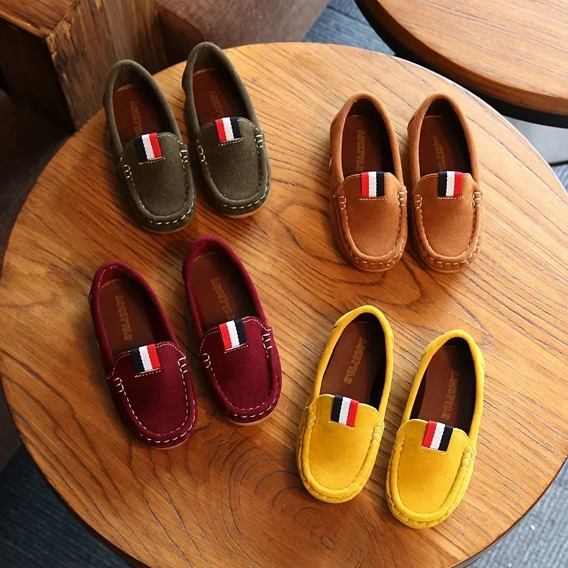 Size 21-30 Kids Flats Spring Autumn Children Slip-on Shoes Boys Loafers Casual Shoes Girls Moccasins Soft PU Leather Shoes