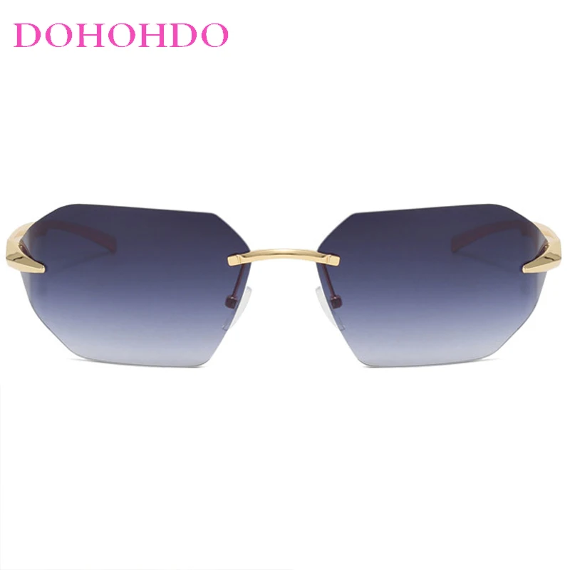 العلامة التجارية الفاخرة مصمم بدون شفة ساق معدنية العصرية المرأة النظارات الشمسية مصمم العلامة التجارية الرجال مكبرة السفر محرك الحفلات نظارات UV400