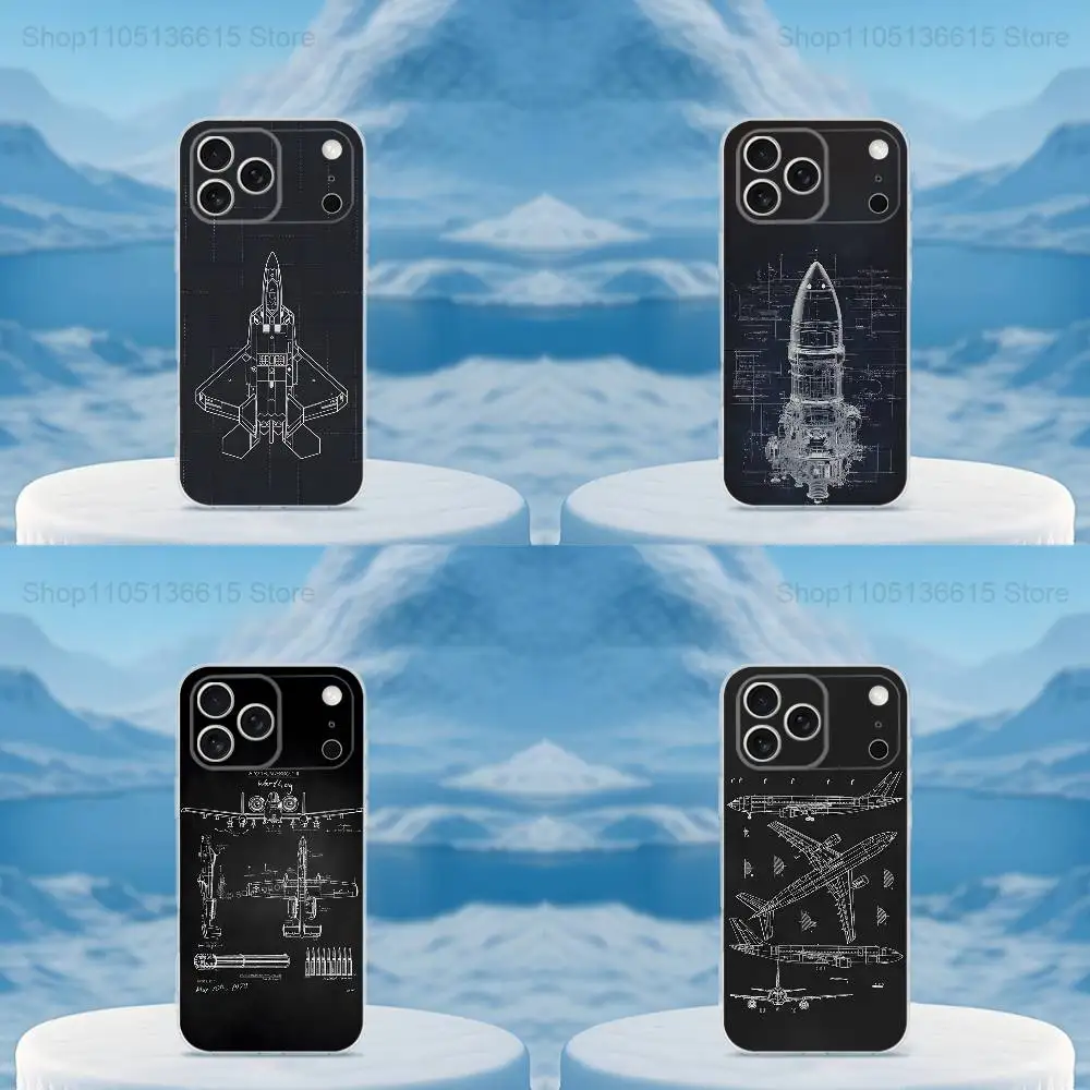 

Blueprints Planes Aircraft Phone Case For iPhone 16,15,14,13,12,11,17 Pro,Max,Plus,X,XS,XR,SE,Mini Transparent Soft Cover