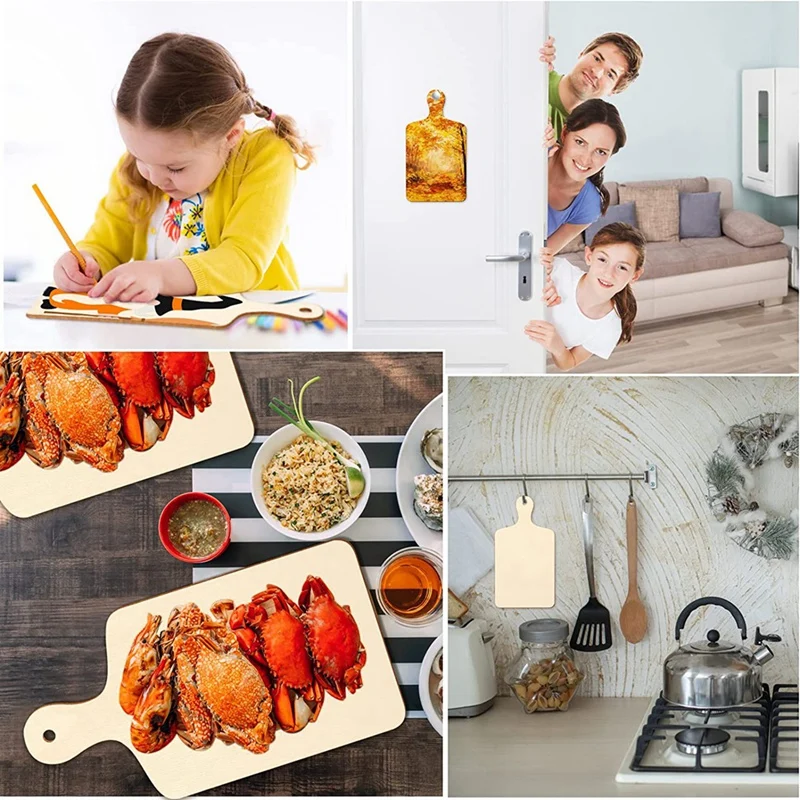 36 Pcs Wooden Mini Cutting Board with Handle Unfinished Wood Craft Mini Charcuterie Boards Paddle Blank Chopping Board-AT35