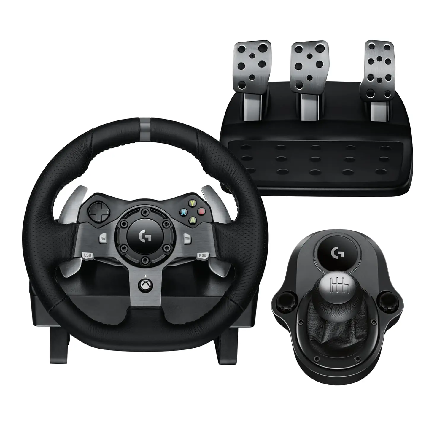 Racing Wheel and Pedals, Force Feedback + Logitech G Driving Force Shifter - Xbox Series X|S, Xbox One and PC, Mac - Black