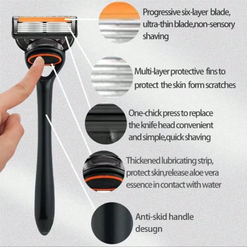 ماكينة حلاقة أصلية جديدة مكونة من 5 طبقات ماكينة حلاقة يدوية للرجال ماكينة إزالة شعر الوجه ماكينة حلاقة آمنة