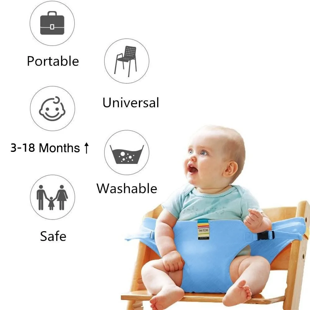 Portable Baby Dining Chair Fixed Belt Washable Baby High Seat Strap Outsidoor Infant Feeding Dinning Cover Seat with Safety Belt