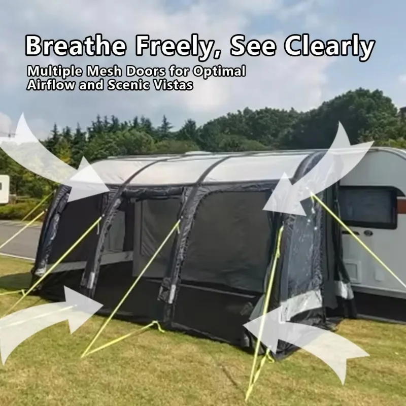 Inflatable RV Awning Room Breathable Waterproof Roof Camper Van Tent for Family Camping Caravan Awning Tent
